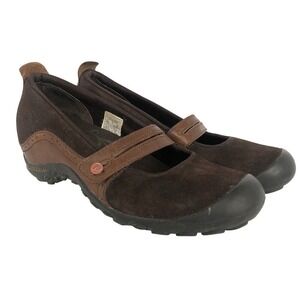 MERRELL Plaza Bandeau Shoes Women's Sz 7.5‎ Brown Suede Comfort Wedge Mary Jane